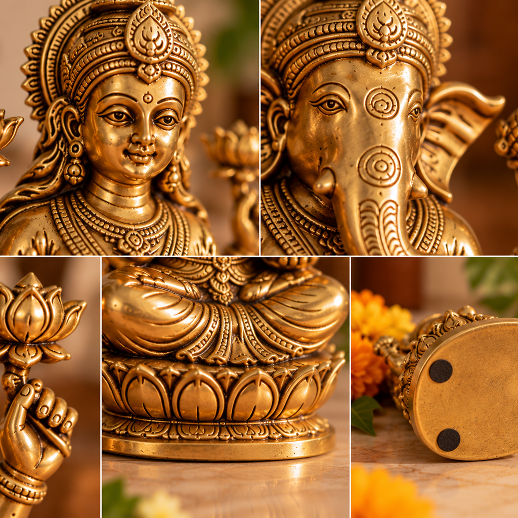 Brass Ganesh & Lakshmi Murti Set