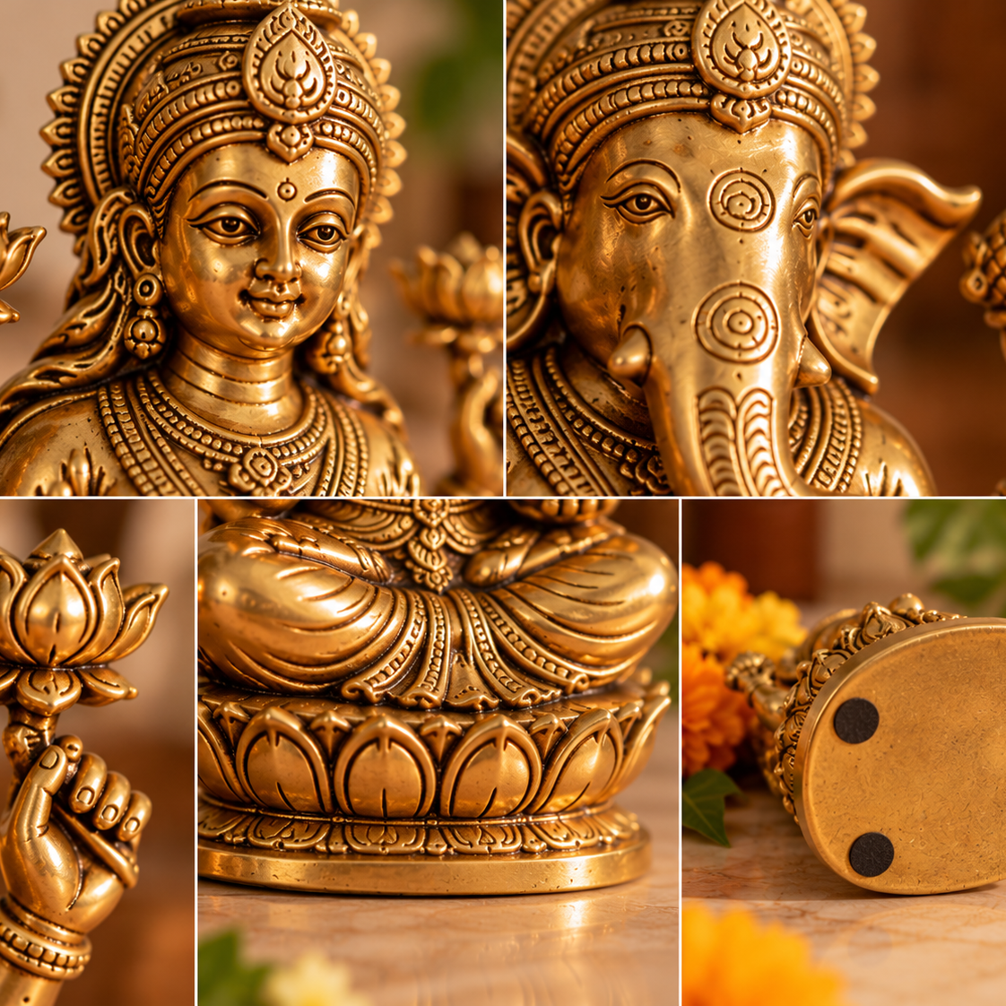 Brass Ganesh & Lakshmi Murti Set