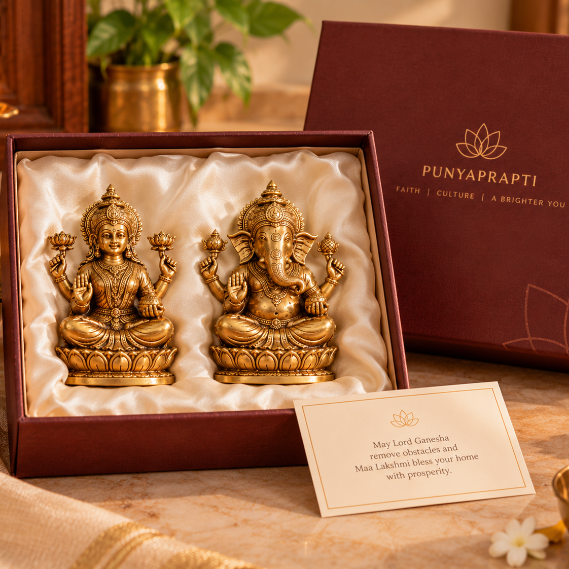 Brass Ganesh & Lakshmi Murti Set